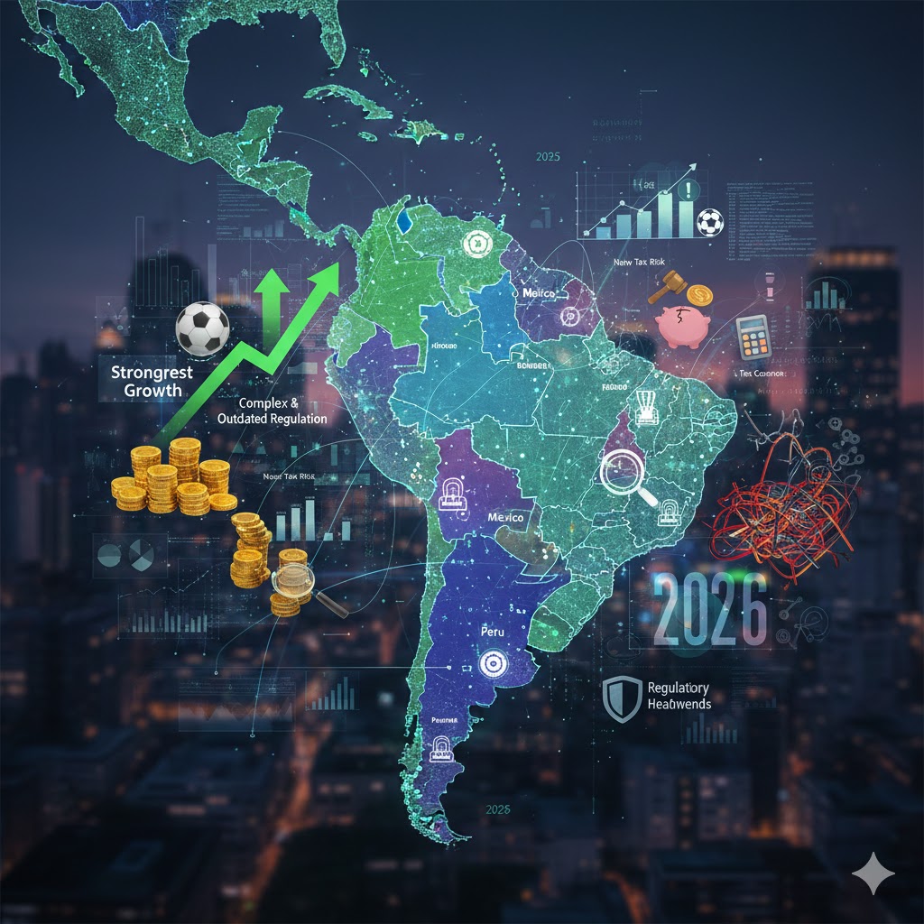 Map of Latin America showing iGaming growth and regulatory complexity